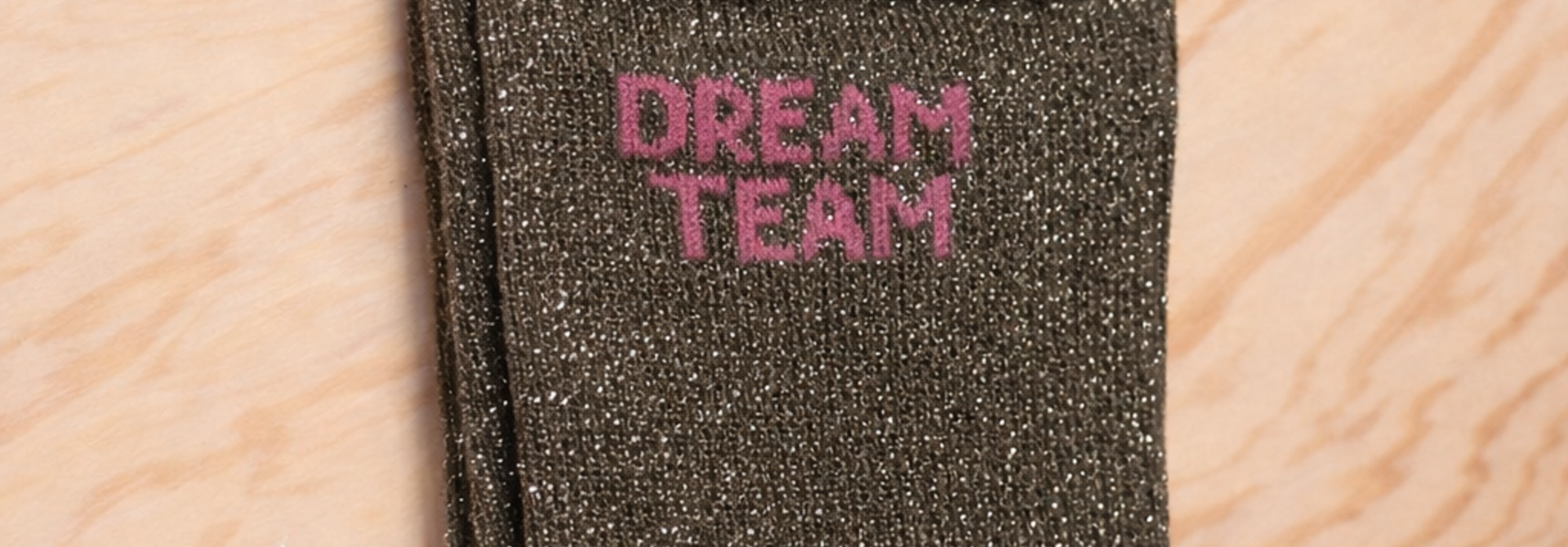 'Dream team' glitter sock Khaki