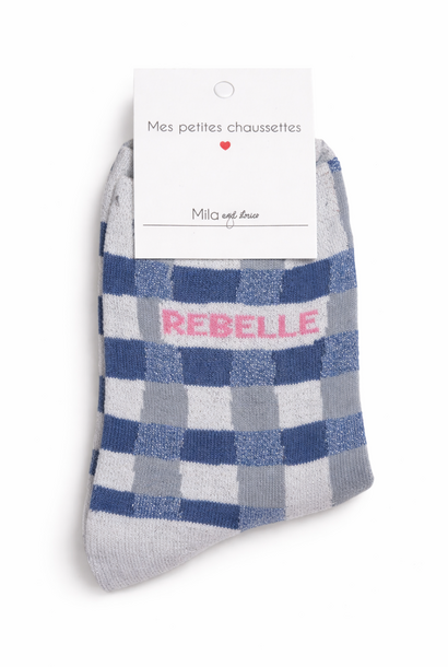 'Rebelle' checkered sparkle socks Denim