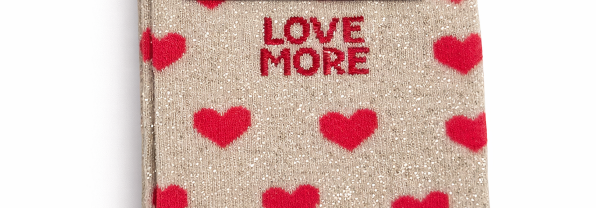 'Love More' sparkle socks Beige