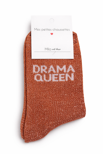 'Drama Queen'  sparkle socks Camel