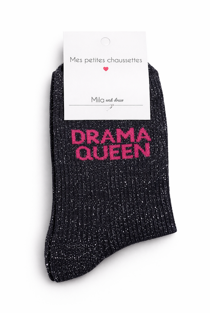 'Drama Queen'  sparkle socks Black