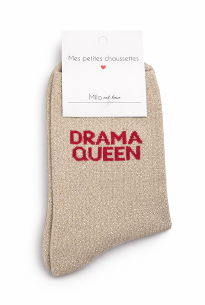 'Drama Queen'  sparkle socks Beige