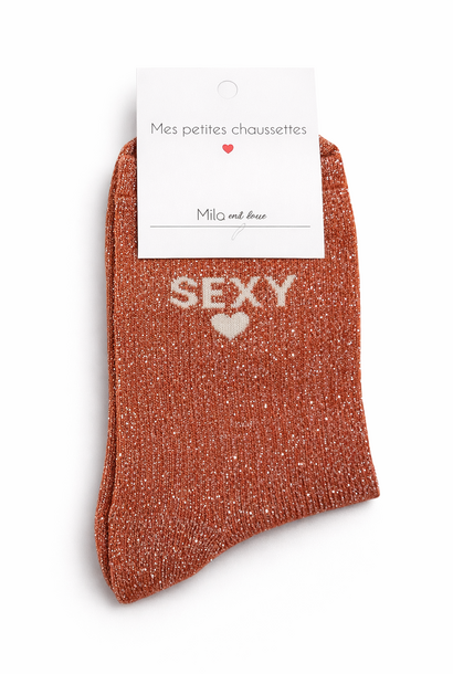 'Sexy' glitter sock Orange Camel