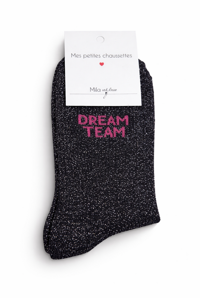 'Dream team' glitter sock Black