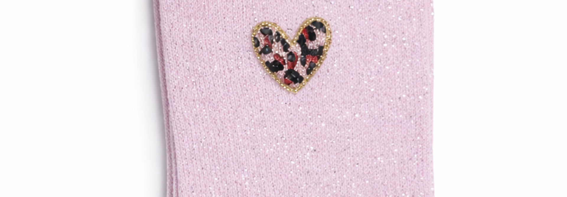 Leo heart sparkle socks Pink