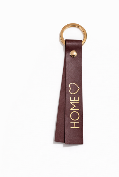Home leather keychain  Marron