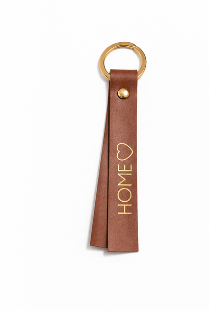 Home leather keychain Camel