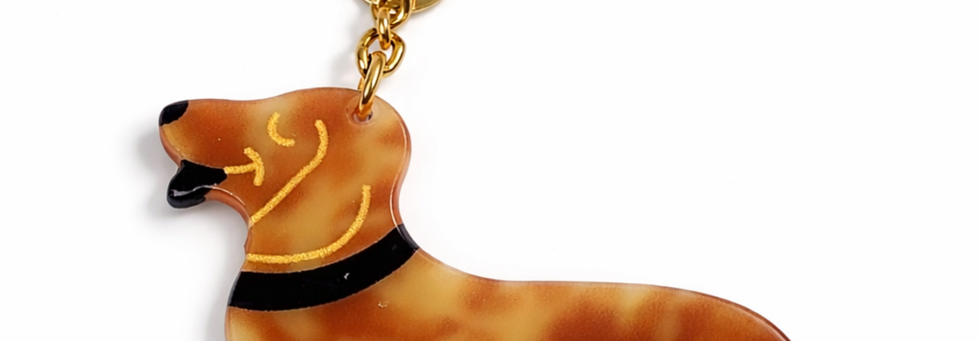 "Cute Dog" key chain Havana Beige