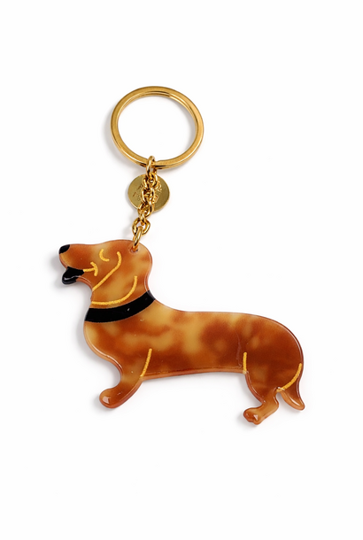 "Cute Dog" key chain Havana Beige