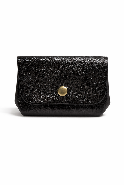 Zene metalic leather double wallet Black