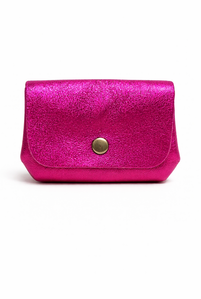 Zene metalic leather double wallet Fushia