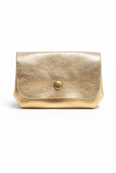 Zene metalic leather double wallet Gold