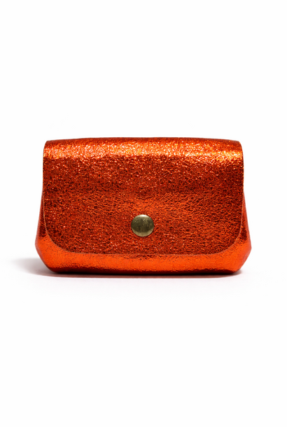 Zene metalic leather double wallet Orange