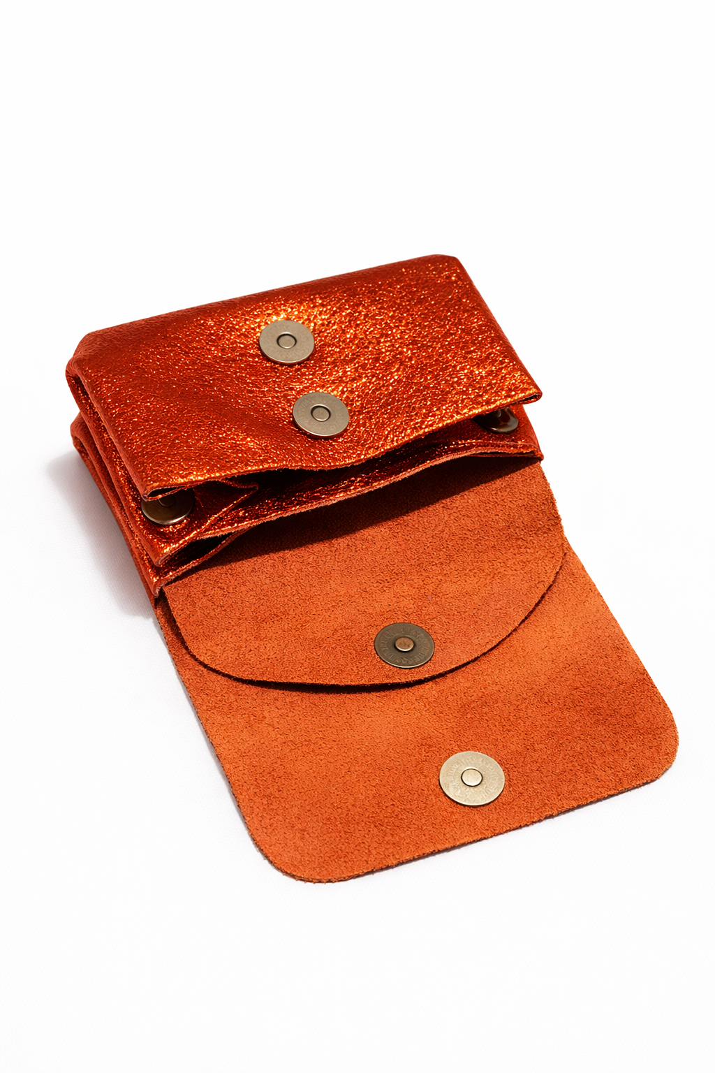Zene metalic leather double wallet Orange-2