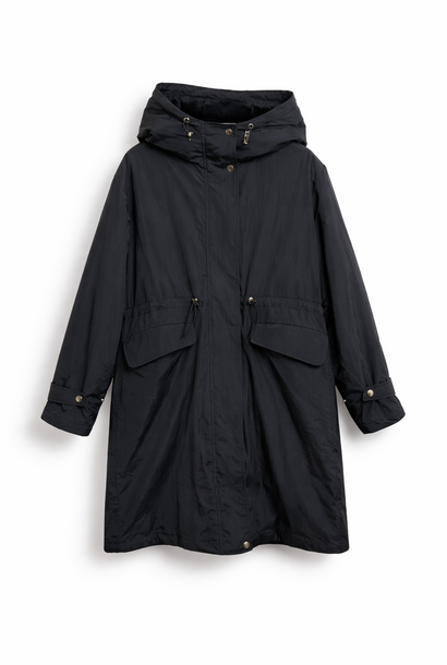 Hariette long fur coated parka Black