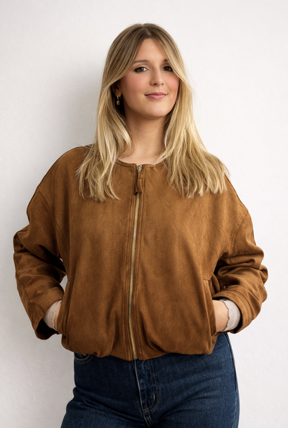 Babou diam leather bomber vest Camel
