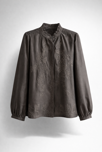Christa fine tencel broderie blouse Brown