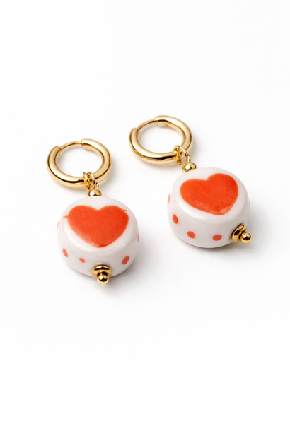Miu emaille 'heart' earrings Red