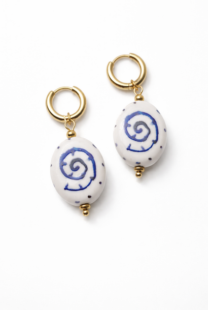Miu emaille 'shell' earrings Cobalt Blue