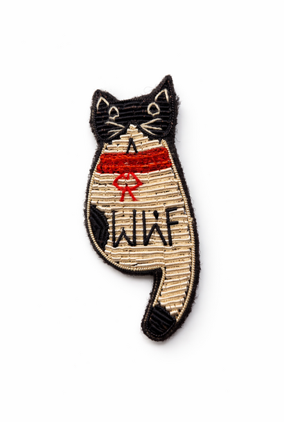 'Cat' handcrafted embroidered brooch