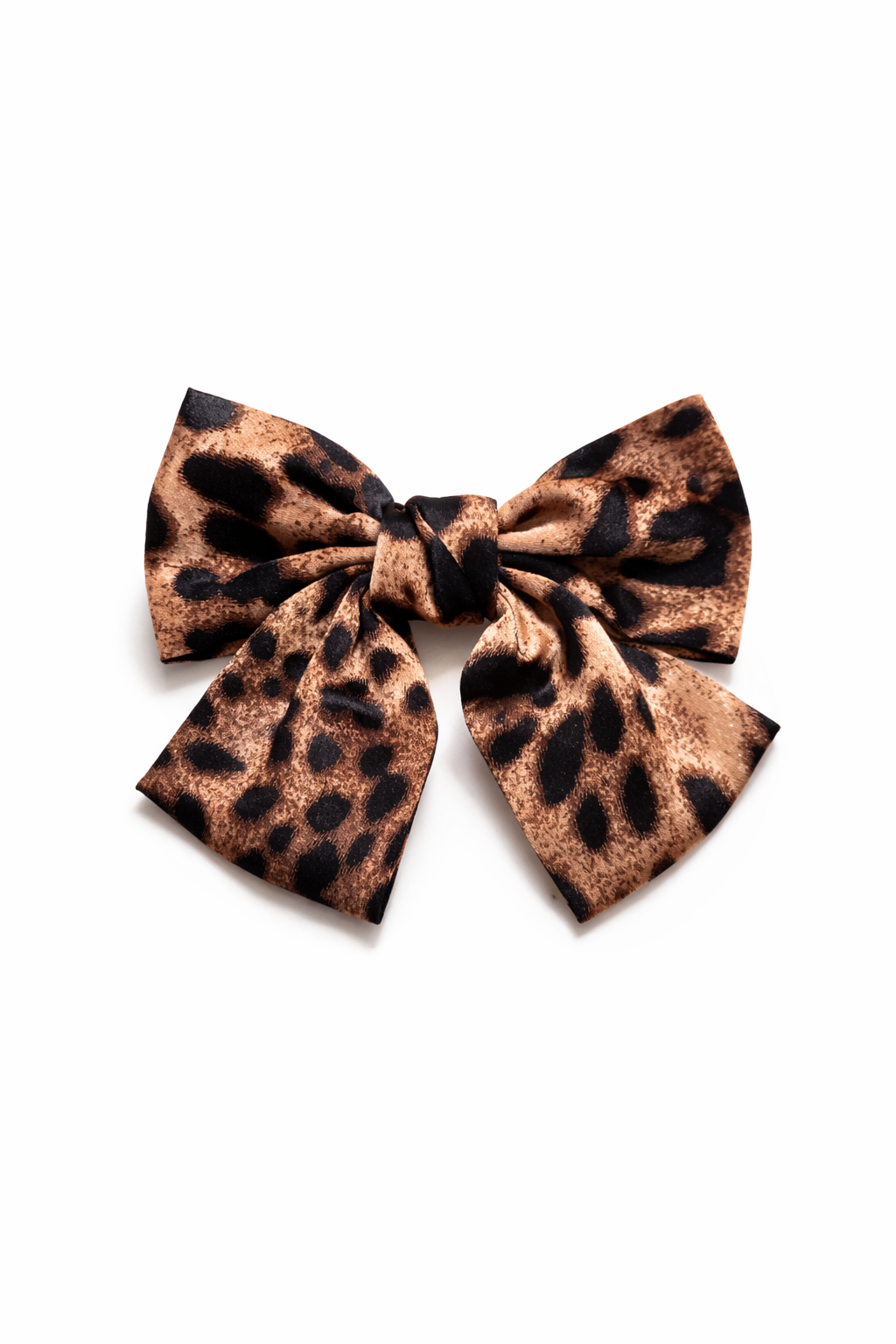 Sophie satin bow hairclip (16cm) Leopard-1