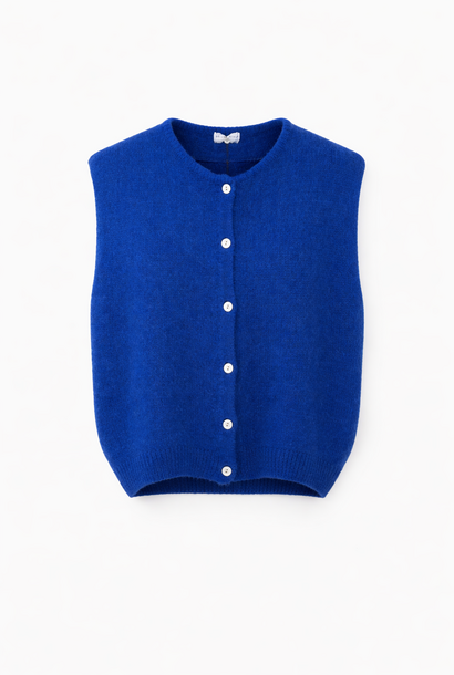 Bouna Alpaca sleeveless cardigan gilet Royal Blue
