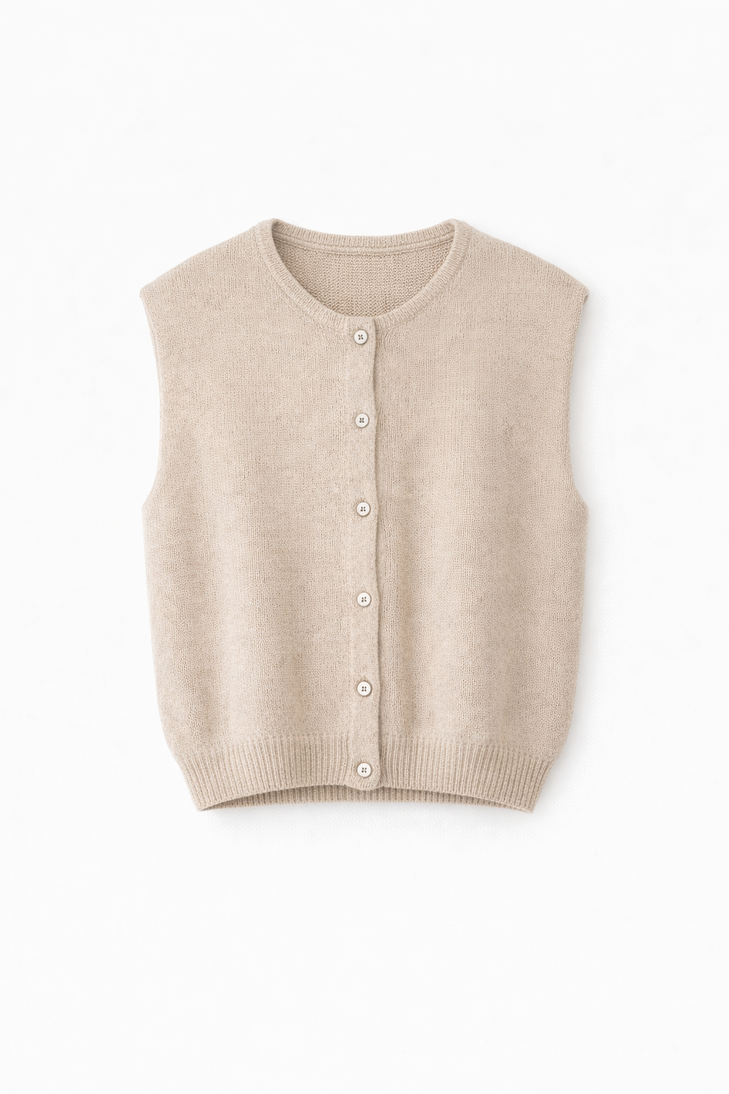 Bouna Alpaca sleeveless cardigan gilet Beige-1