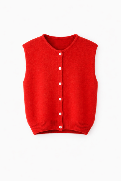 Bouna Alpaca sleeveless cardigan gilet Red