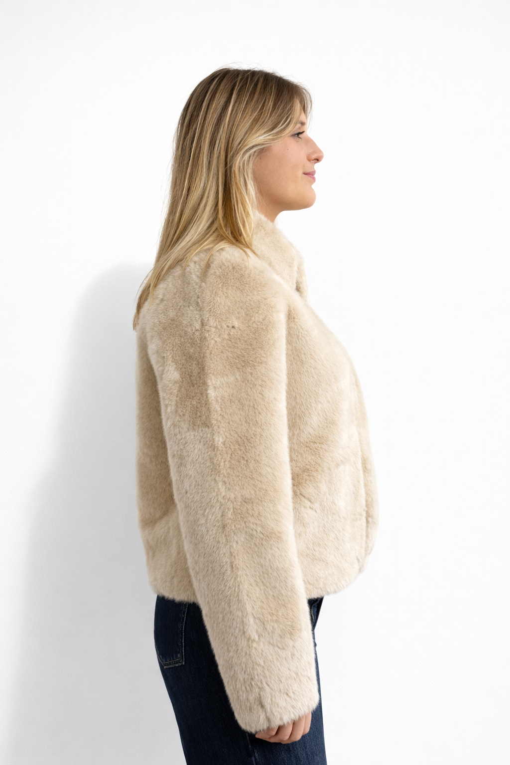 Wëar soft faux-fur zip jacket Beige-2