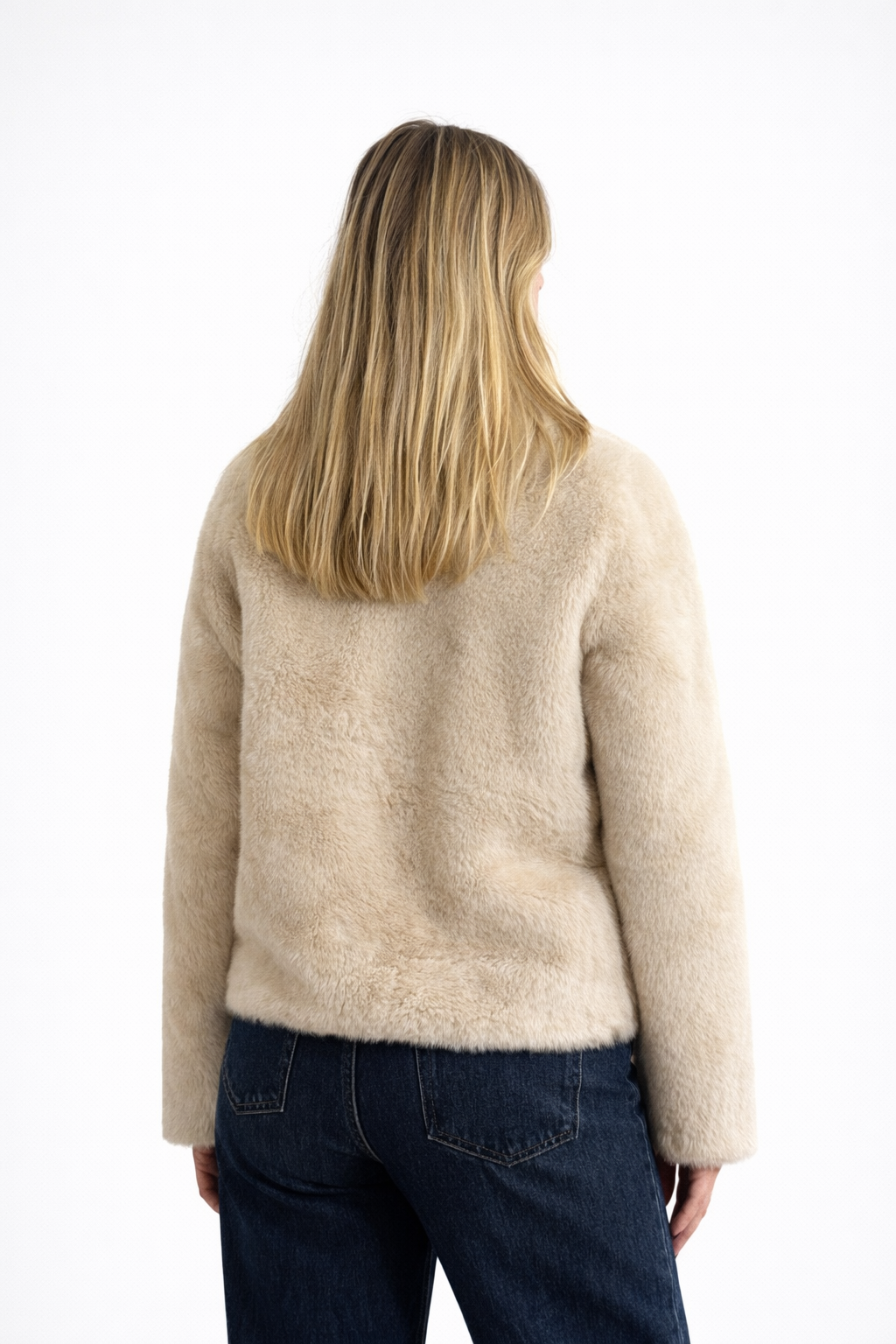 Wëar soft faux-fur zip jacket Beige-3