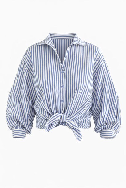 Kathy striped crepe tunic blouse Blue