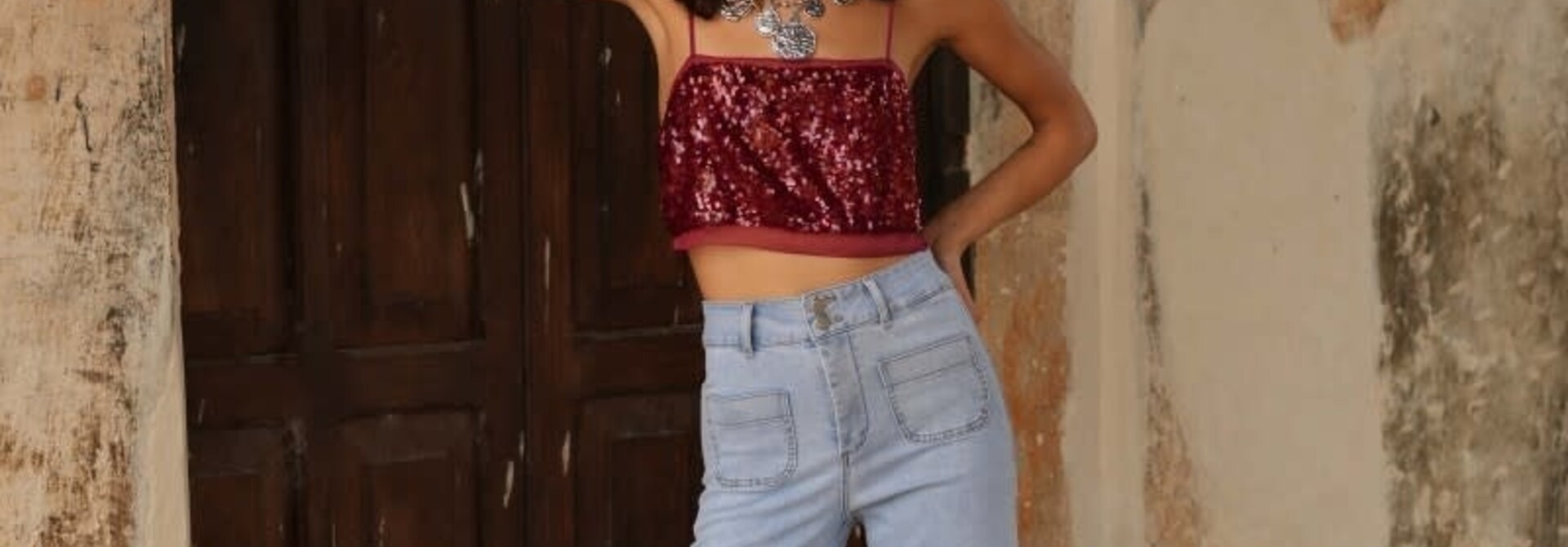 Elena hw wide flare denim Light Blue