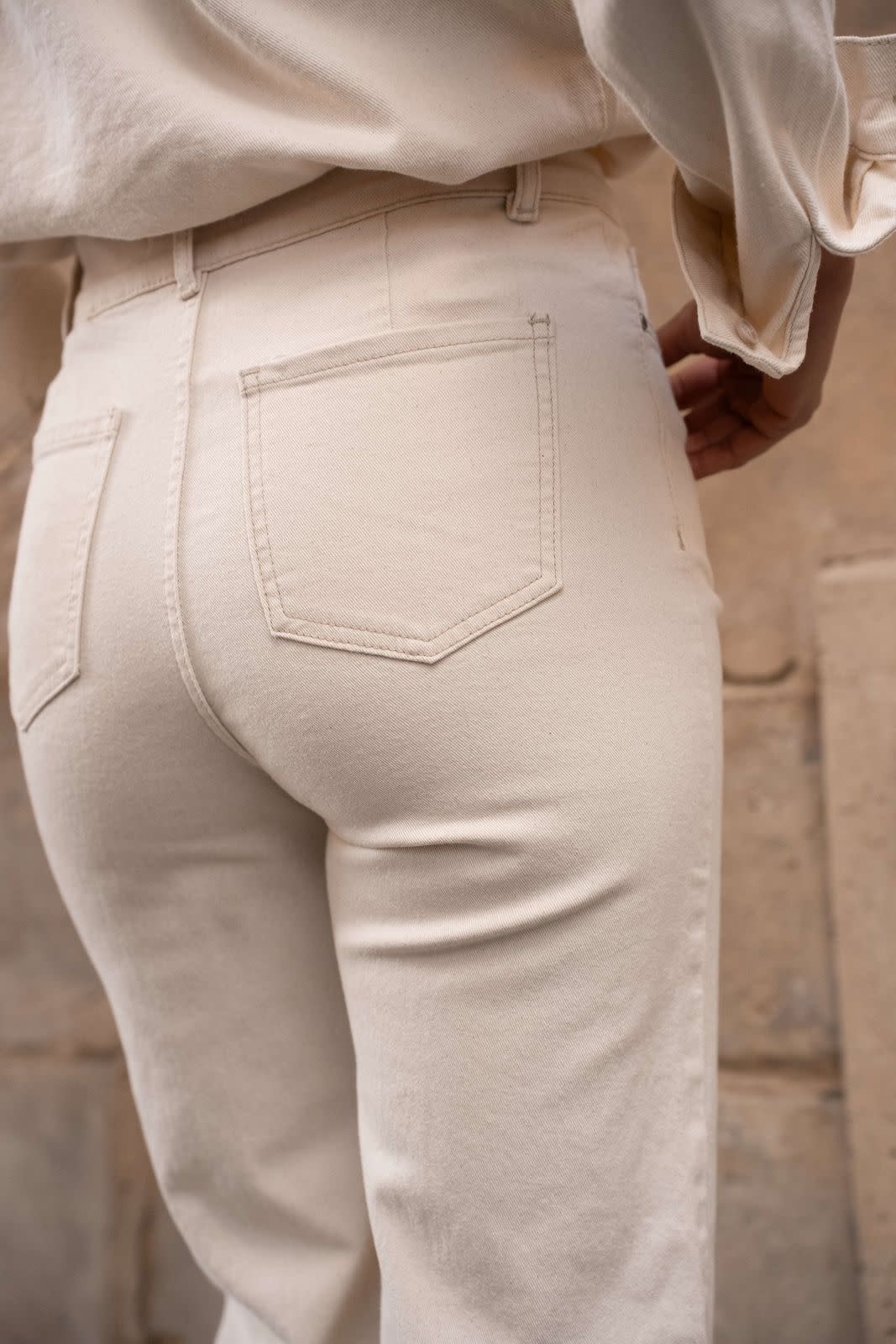 Eugenie highwaist large flare Beige Naturel-3