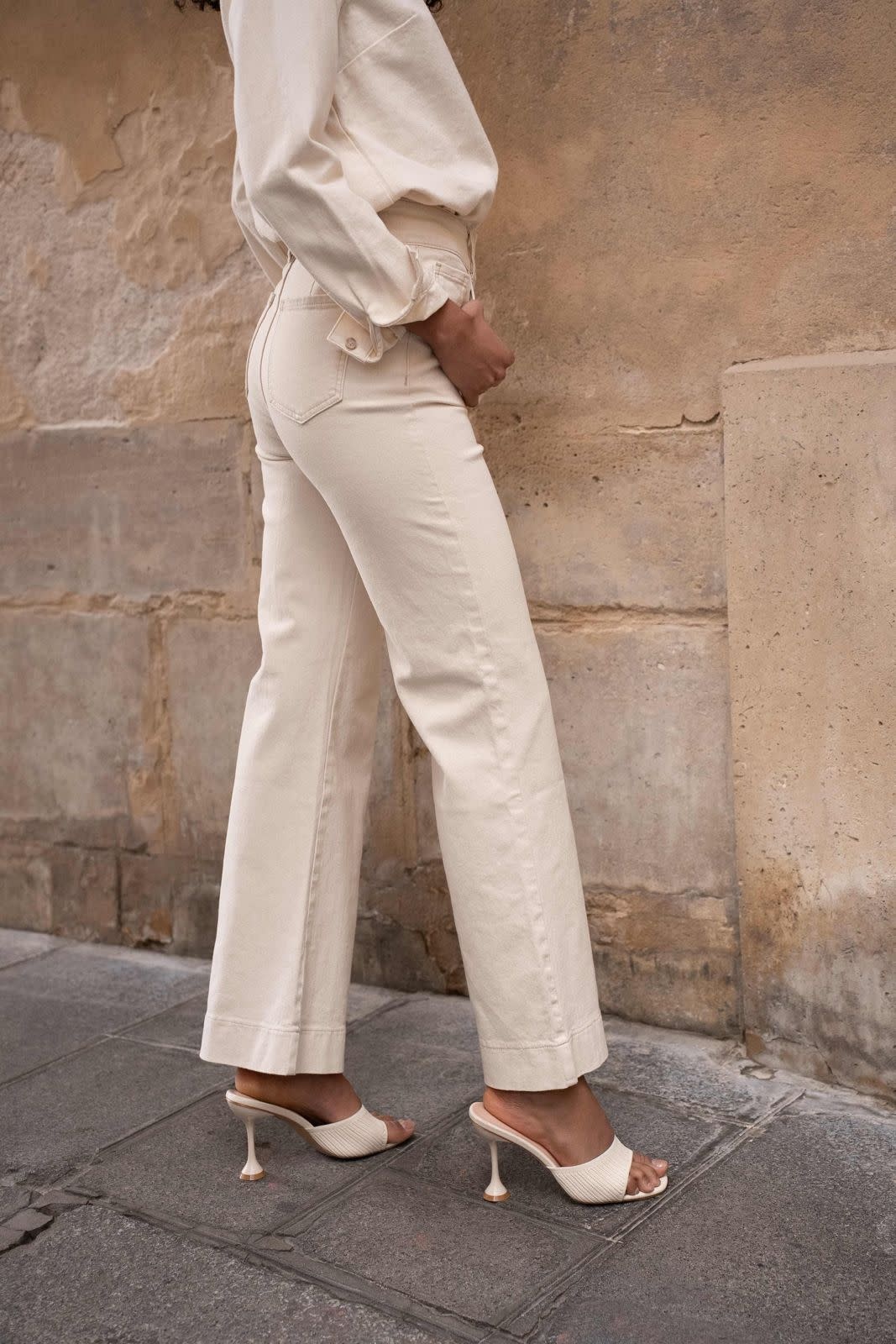 Eugenie highwaist large flare Beige Naturel-4