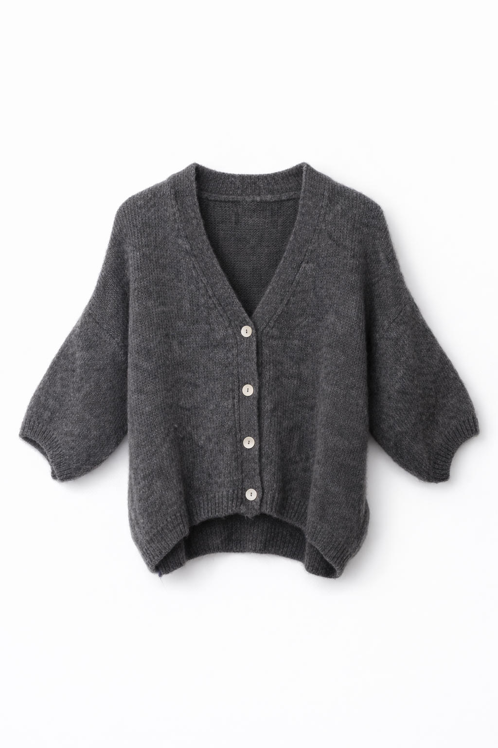 Kina soft s/s cardigan knit Grey-1