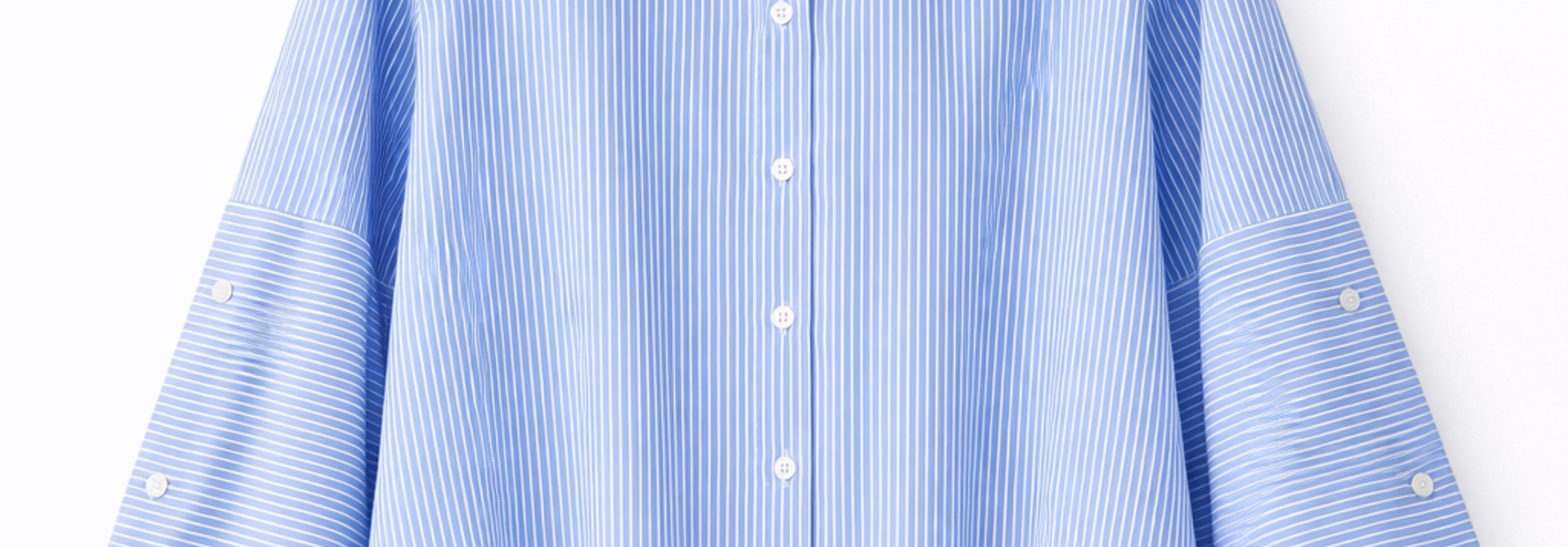 Barra stripped boxy stretch cotton blouse Light Blue