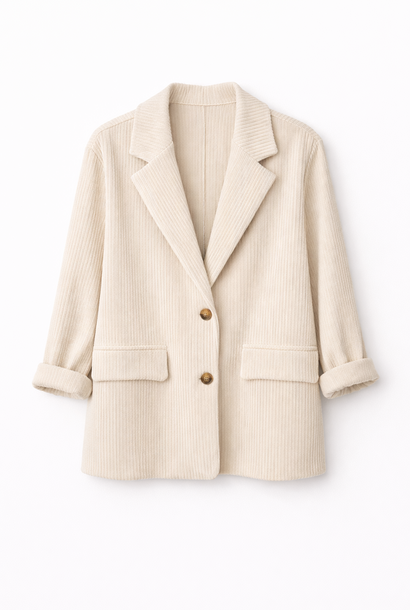 Joliet soft ribbed stretch oversized blazer Ecru