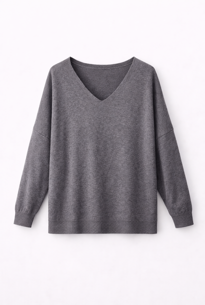 Kanza fine viscose basic knit top Grey