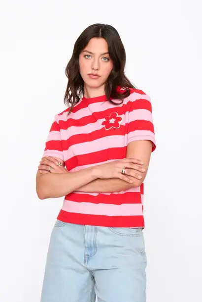 Haway striped coton t-shirt Red