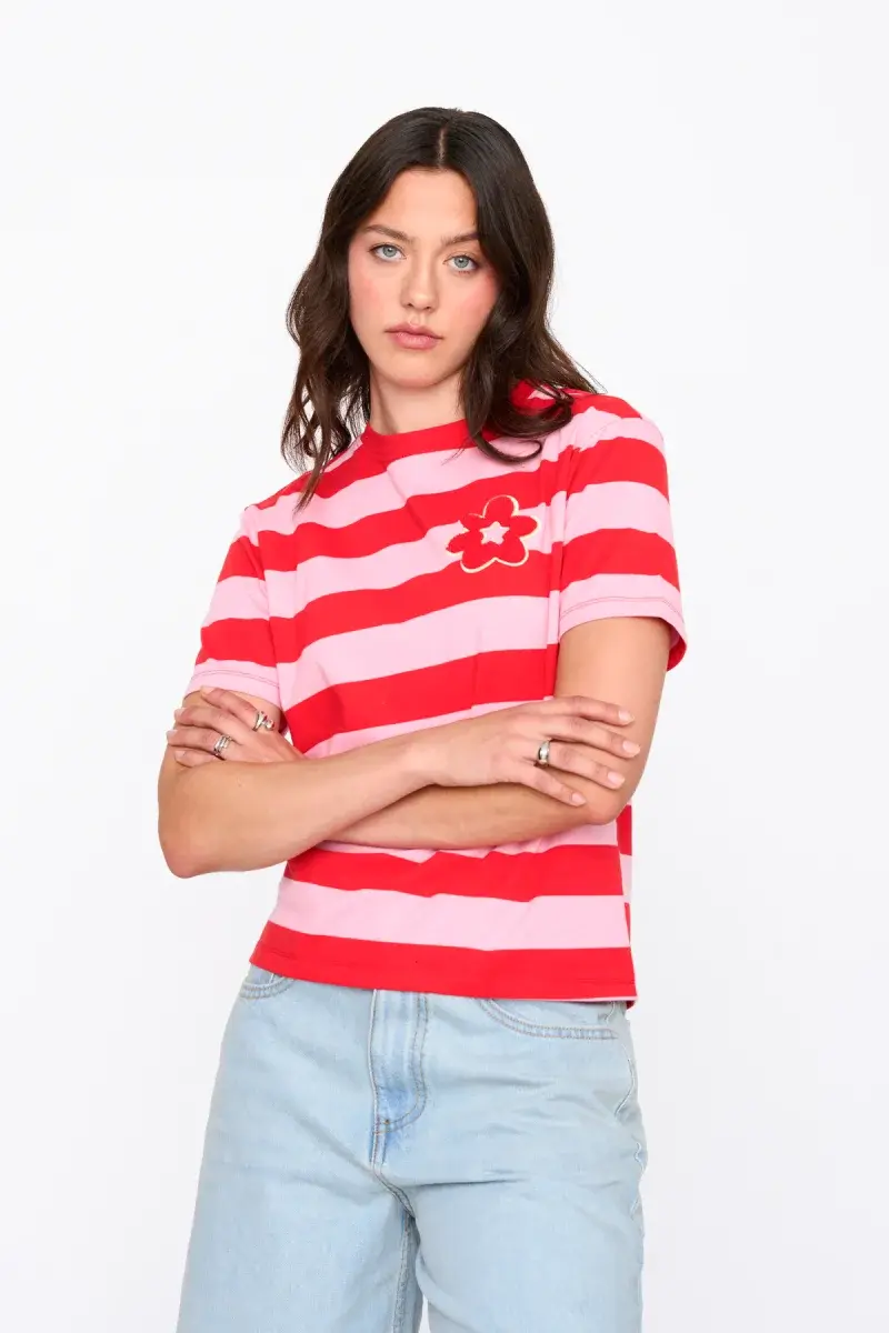 Haway striped coton t-shirt Red-1