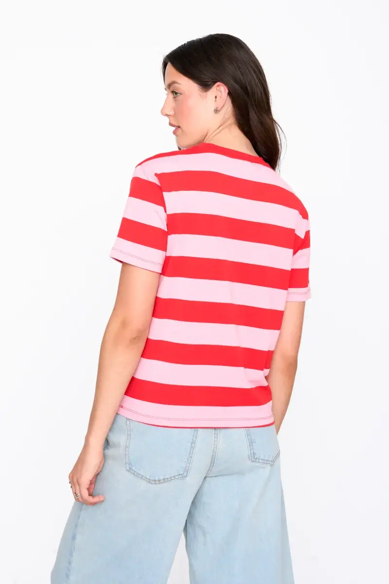 Haway striped coton t-shirt Red-3