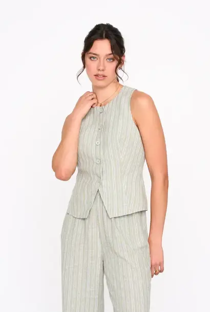 Maud striped gilet Olive Green