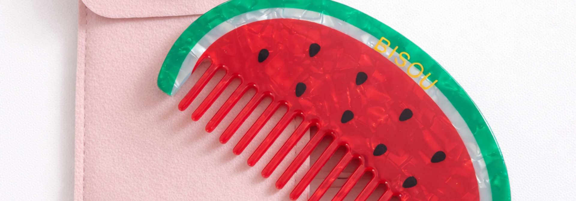 'Watermelon'  hair comb with Pink poche