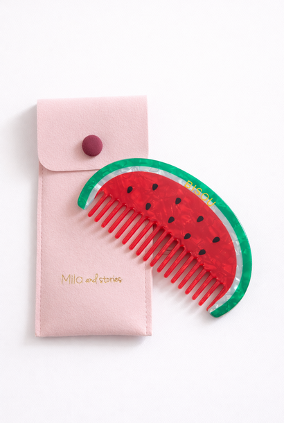 'Watermelon'  hair comb with Pink poche