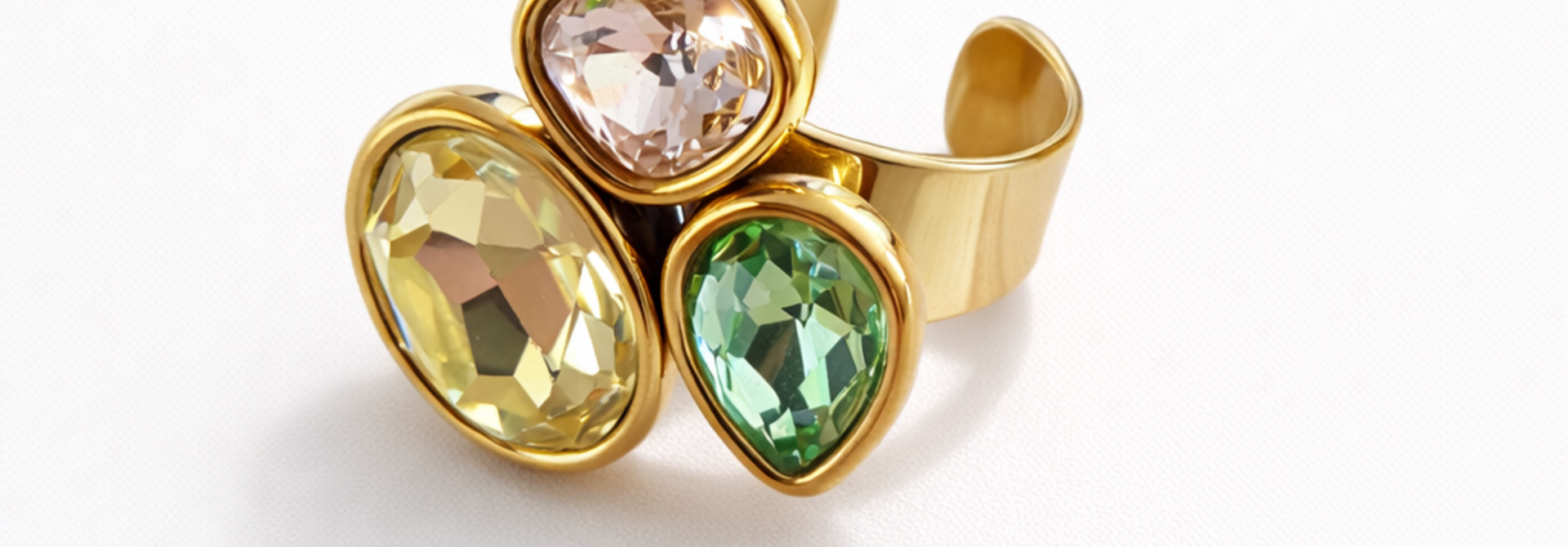 Gorgette trio diamant ring Multi Yellow/Matcha/Soft Pink