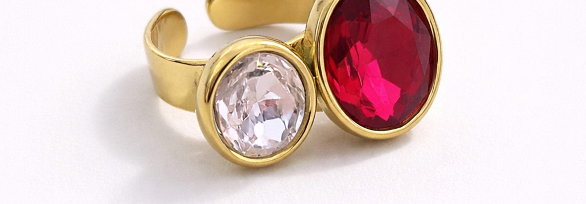 George duo diamant ring Multi Red/Soft Pink