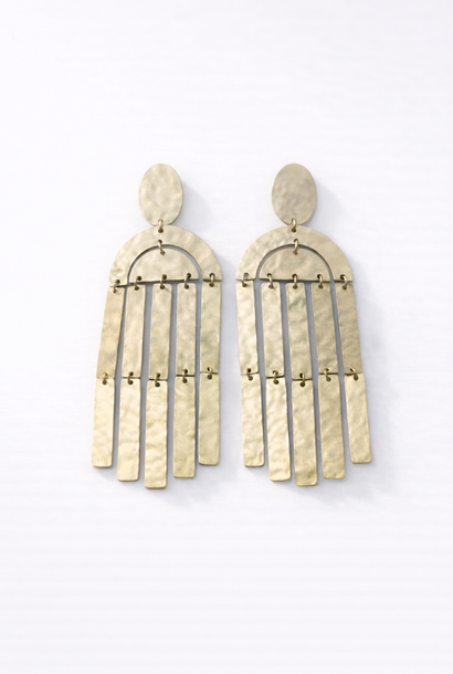 Juno etnic hamered statement earring Gold