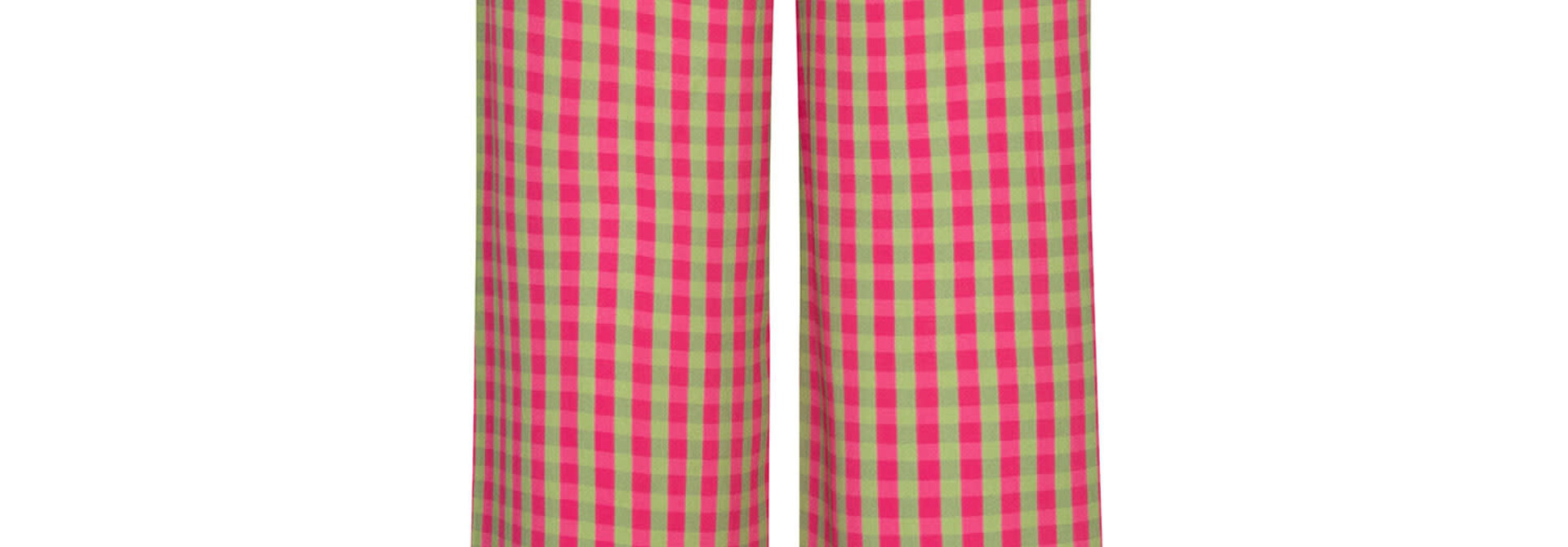 Kate  fine vichy  wide pant Berry Pink/Matcha Green