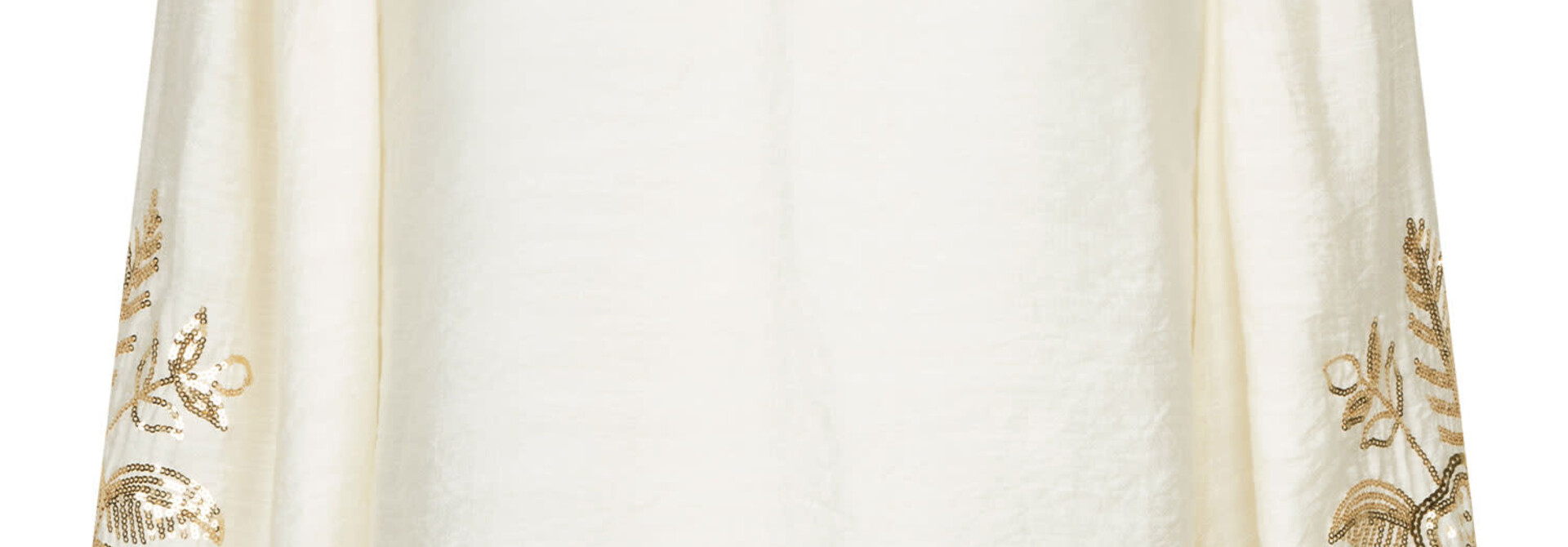 Rose fine sequins ballonsleeve tunic  blouse  Ecru White