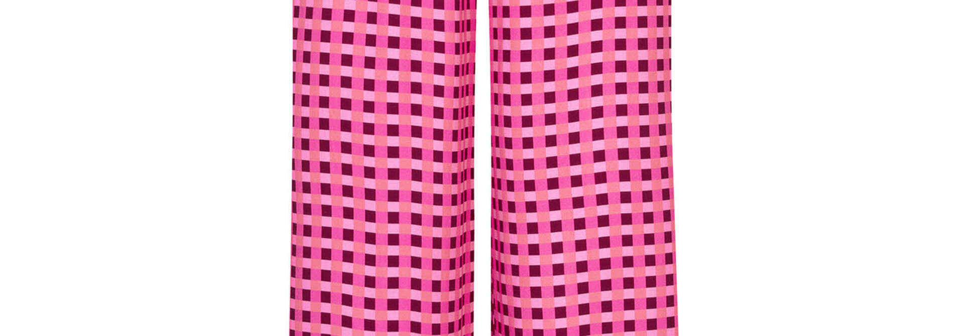 Kate vichy satin wide pant Coral Pink/Burgundy